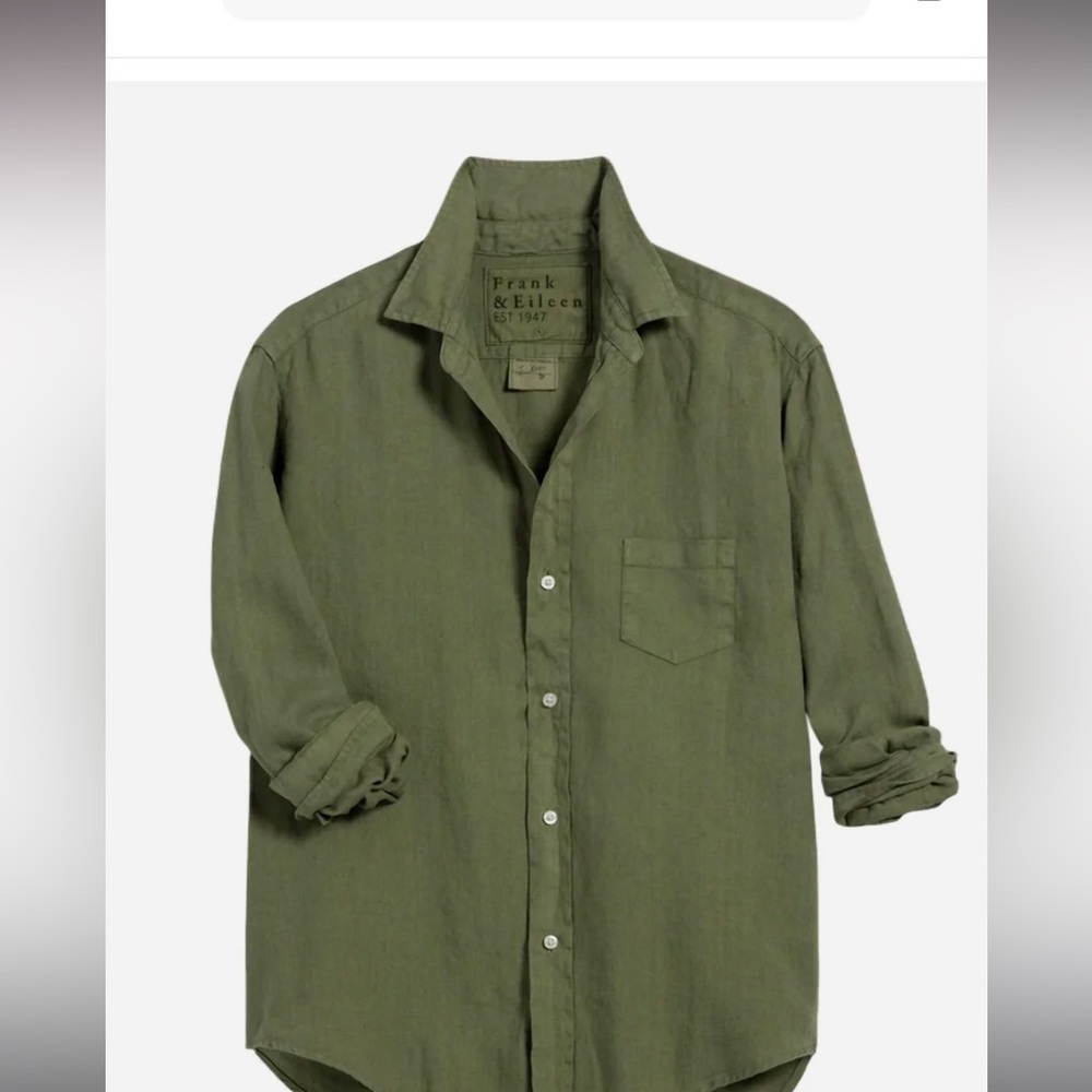 Frank & Eileen button up organic cotton in Olive green.